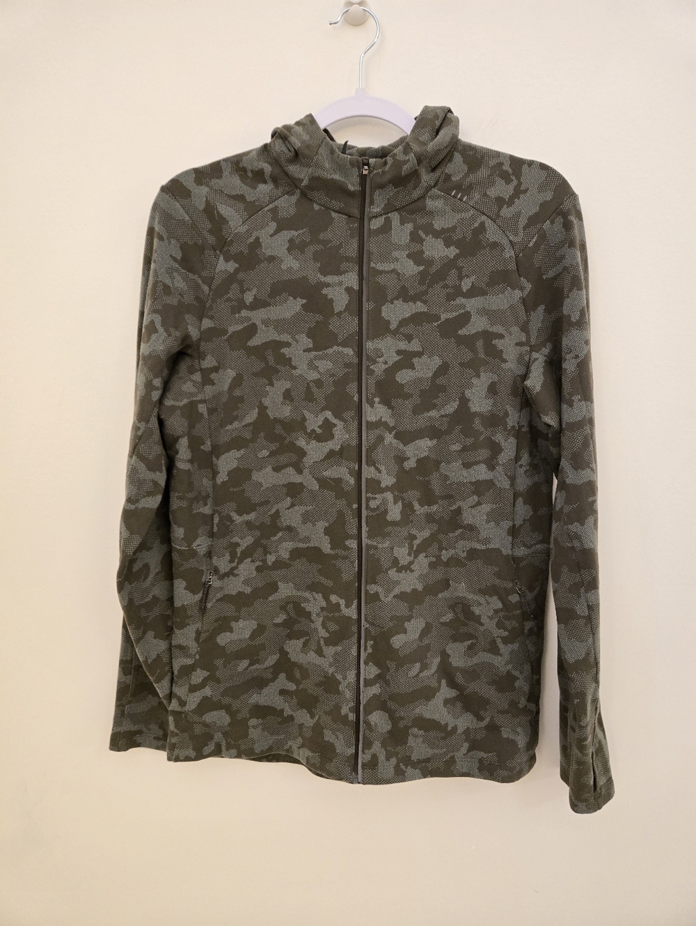 Lululemon Surge Camo Jacquard Jacket Mens‎ Medium Green Running Zip Hoodie